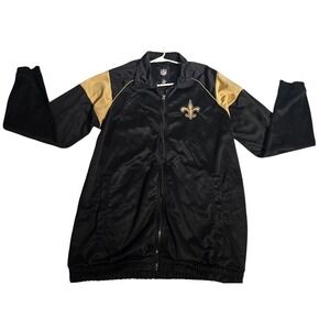 NFL New Orleans Saints Track Jacket Mens L Black Gold Full Zip Fleur-De-Lis. 571